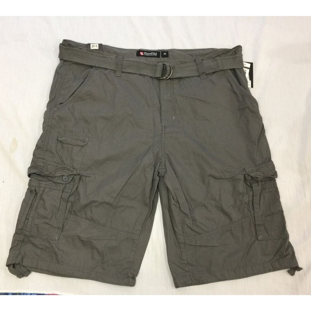 NWT SOUTHPOLE MENS BELTED COTTON CARGO SHORTS SIZE 42